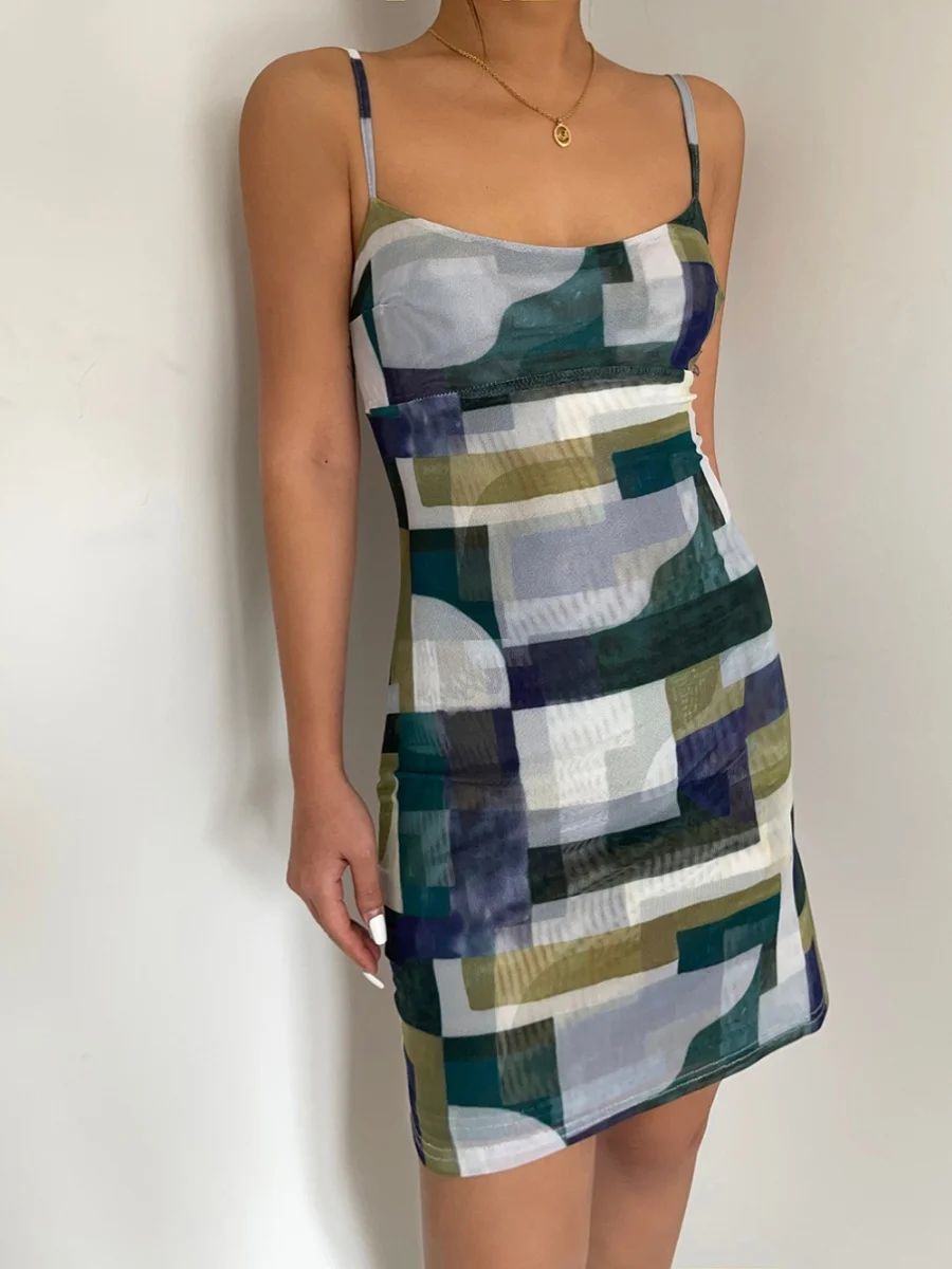 Vestido fino de malha de camada dupla feminino, xadrez, sexy, embrulhado, quadril, curto, menina picante, estilo americano, verão, F015