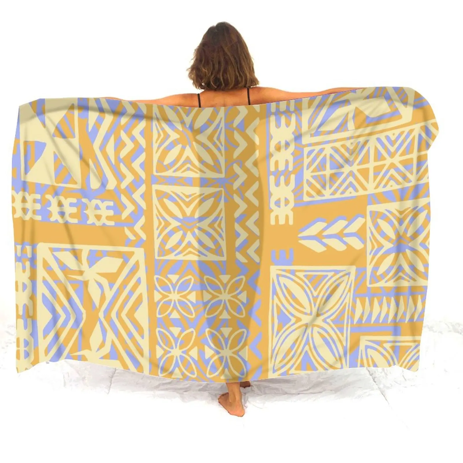 البولينيزية مخصصة Puletasi شروق الشمس Sarong المرأة الاستوائية الأزهار شال تنورة خفيفة الوزن منتجع الشاطئ شيك