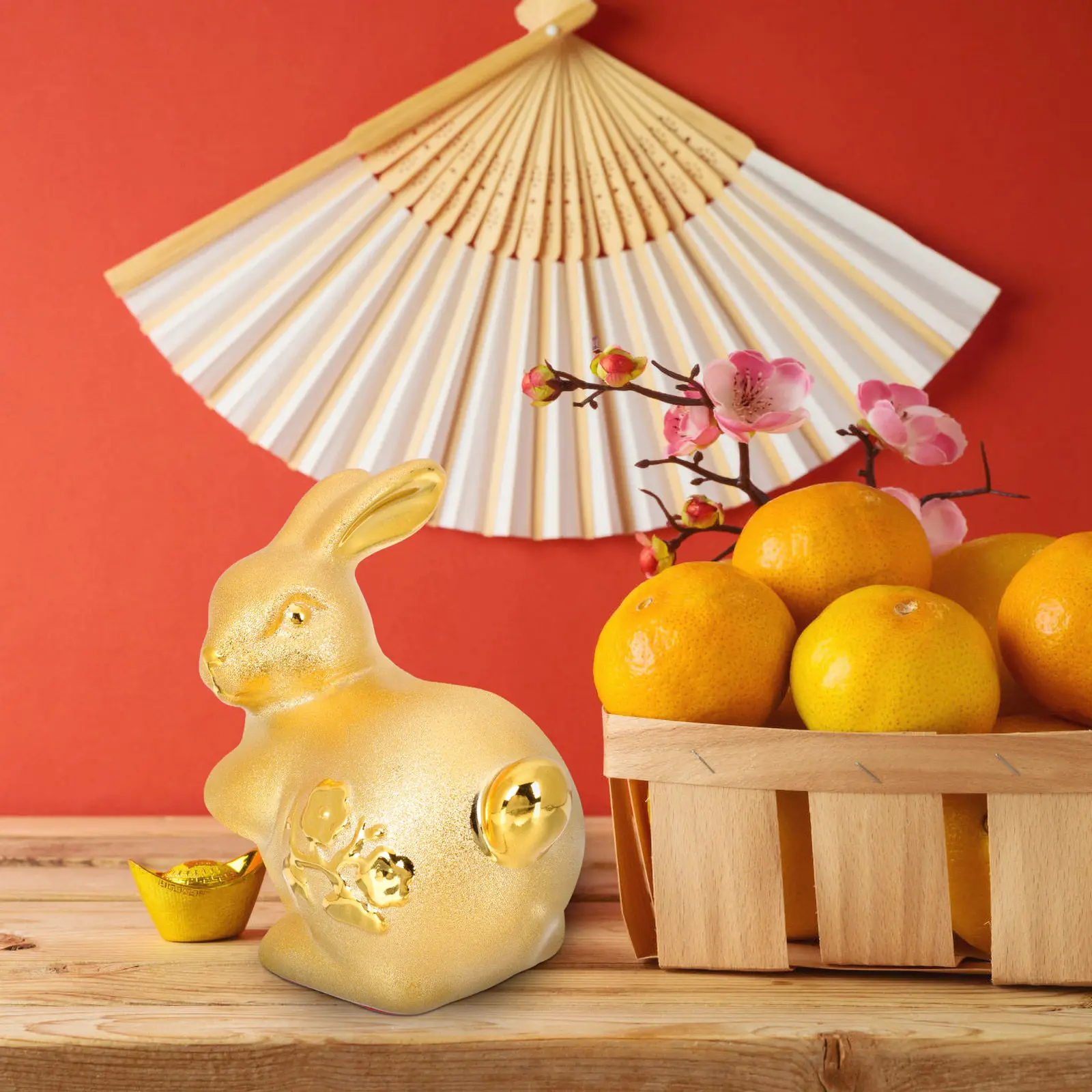 Zodiac Rabbit Statue Cartoon Bunny Decoration Desktop Tabletop Adornment for 2023 New Year Party Garden Home Restaurant Bar
