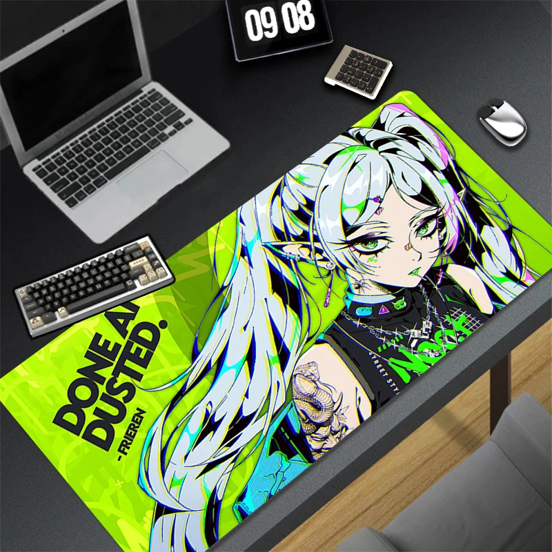 

Kawaii Green Plants Mouse Pad Laptop Sexy Anime Girls Frieren Extended Desk Mat PC Gamer Cabinet Mousepad XXL Fern Keyboard Rug