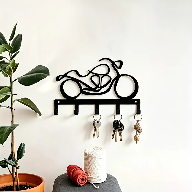 CIFBUY Metal Motorcycle Key Rack Wall Mounted Iron Art Key Holder Entryway Organizer Fun Artistic Shape Decorative Hook Gift for