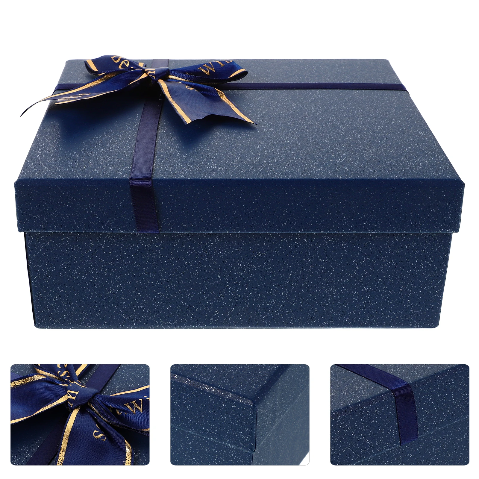 

Gift Box Blue Bowknot Rectangular Lid Durable Material Spacious Capacity Elegant Present Bridesmaids Boxes Wedding Favors