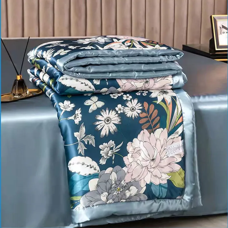 Summer Blanket Ice Silk Quilt Cool Feeling Nap Knee Air Conditioning Quilt Adult Children Washable Bedding