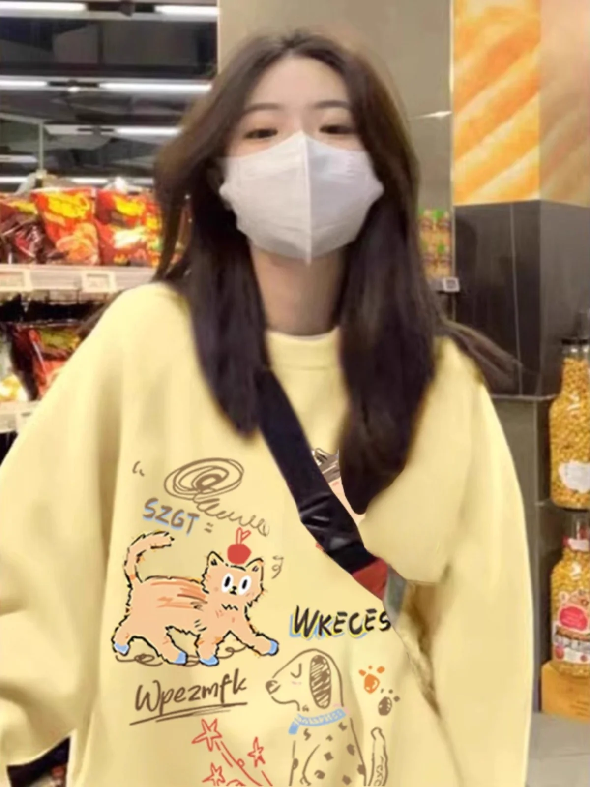 

plus Size Animal Print Sweatirt Women's Spring Autumn round Ne Cartoon Sle Fat Sister Cute Sle Long Sve T-irt