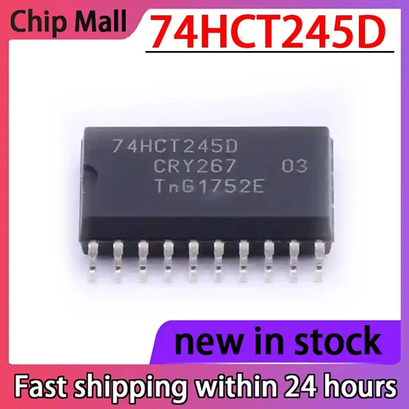 10PCS 74HCT245D 74HCT245D,653 SOIC-20 Tri State Output Eight Bus Transceiver Chip