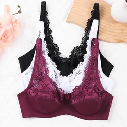 Women Lingerie Plus Size Bras Gorgeous Floral Lace Bra Unlined Underwire Sexy Brassiere Perspective Female Tops Underwear