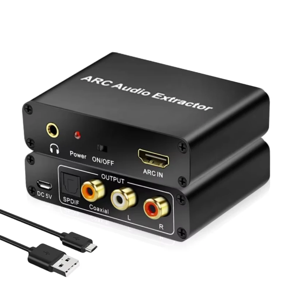 HDMI ARC Audio Extractor ARC To SPDIF Coaxial L/R Stereo 3.5mm Jack ARC Return Channel Converter for HDTV Soundbar Amplifier