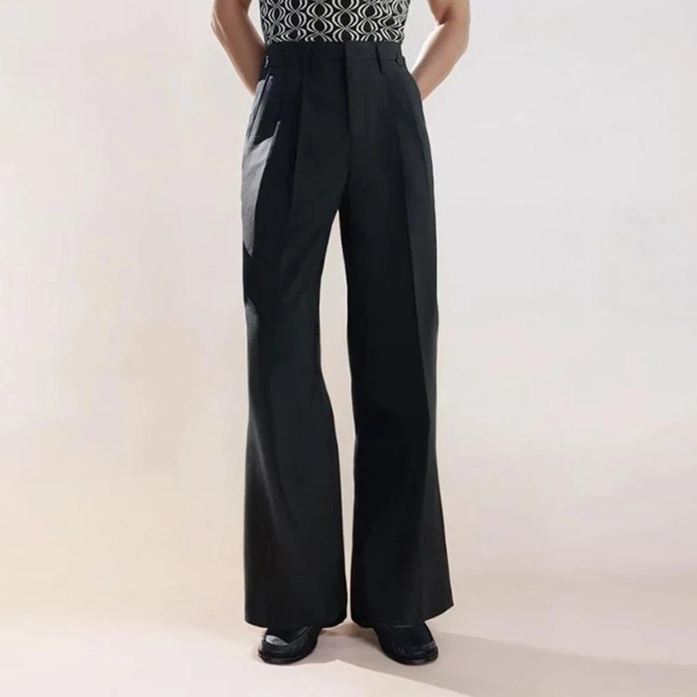 Customized Elegant Vintage Suit Pants for Men Wide Leg Black Pants Sets Smart Casual Slim Fit Office Daily Life Male Clothing