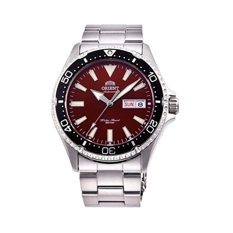 ساعة أورينت مزدوجة الأسد ميكانيكية أوتوماتيكية بالكامل للرجال ساعة شبح الماء الأخضر ساعة غوص رجالية أصلية مستوردة