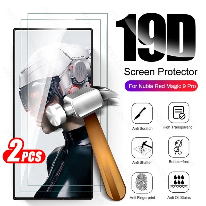 For ZTE Nubia Red Magic 9 Pro 5G Glass 2PCS Full Cover Protective Glass Red Magic 9 Pro Plus Pro+ Premium Screen Protectors Film