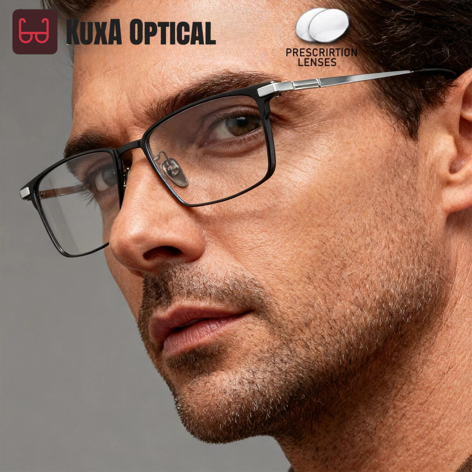 

KUXA Al-Mg Optical Glasses Men Square Eyewear Prescription Recipe Lenses Progressive Myopia Reading Eyeglasses Correct Vision