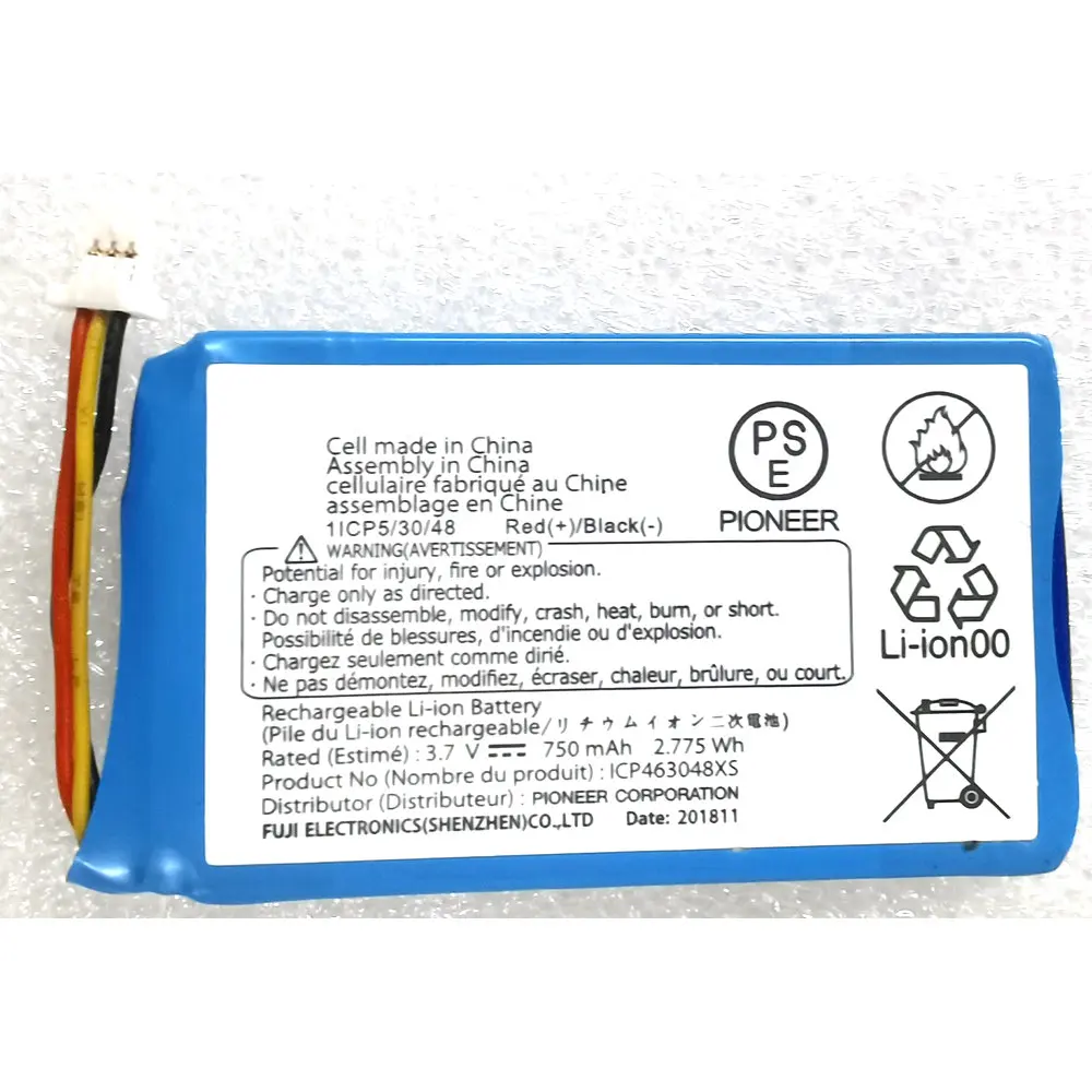 

Сменный литий-ионный аккумулятор Pioneer ICP463048XS 3,7 В 750 мАч 1ICP5/30/48