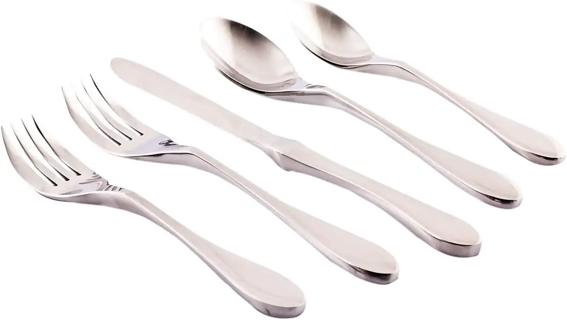 

20-Piece Matte Stainless Steel Flatware Set with Ergonomic Design for Elegant Dining
