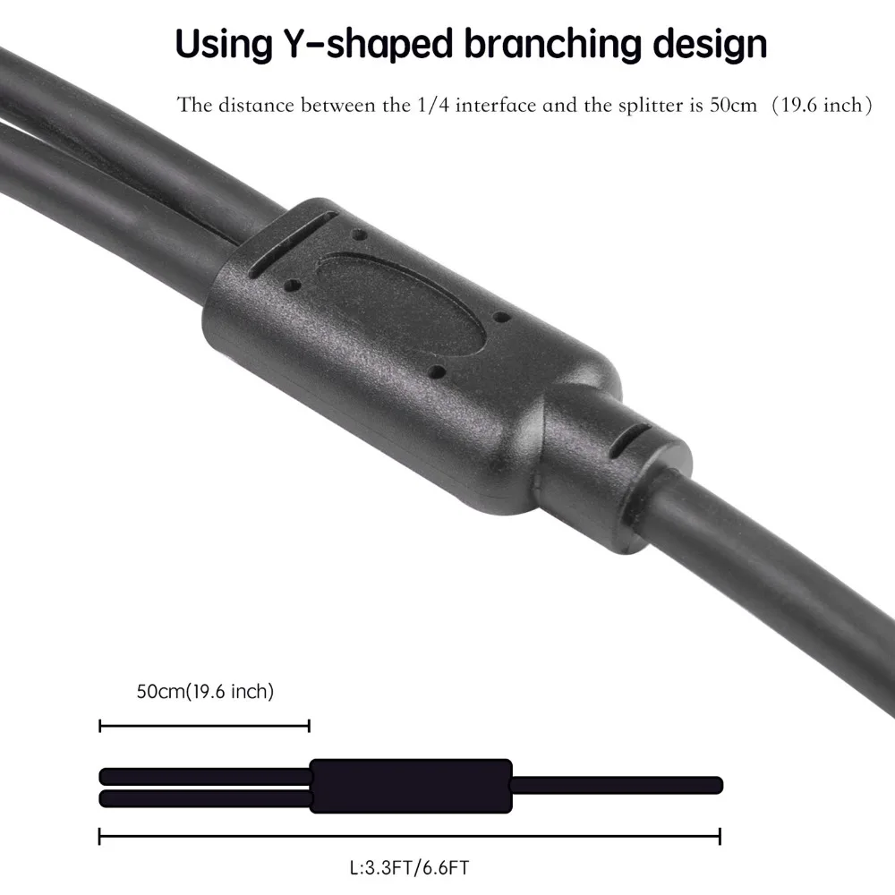 Dual 1/4 Inch to 3Pin XLR Male Y Splitter Cable 3Pin XLR Male to Dual 6.35mm TS Mono Plug Audio Converter Adapter
