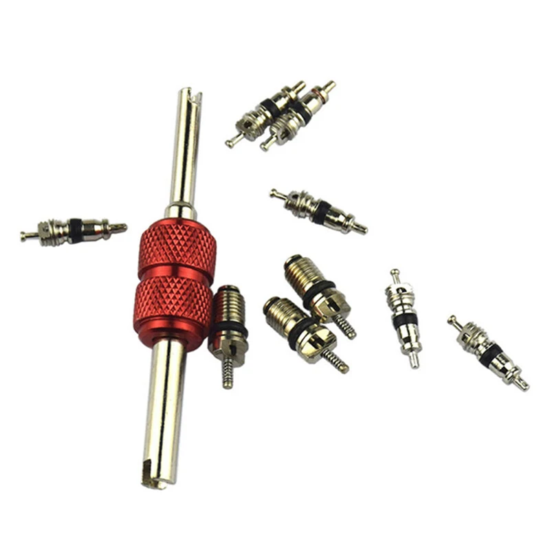 

New 10Pcs/Set Car Air Conditioner Valve Core with Wrench Removal Installer Tool for Vehicle Auto Conditioning System Repair Kit