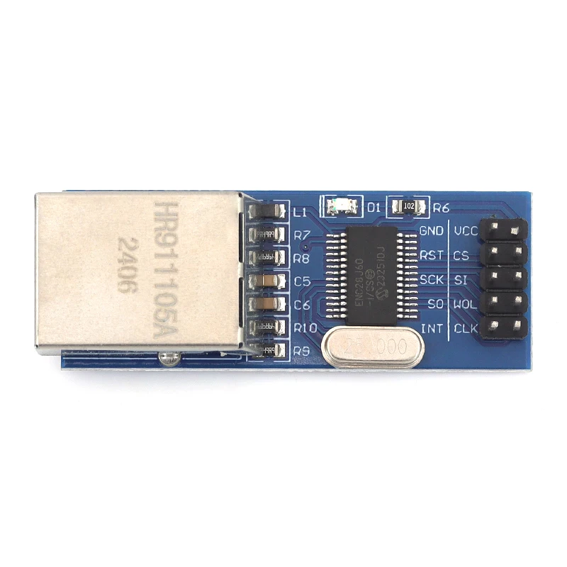 1/5/10Pcs ENC28J60 Ethernet LAN Network Module with HR911105A RJ45 Port For 51 AVR SPI PIC STM32 LPC