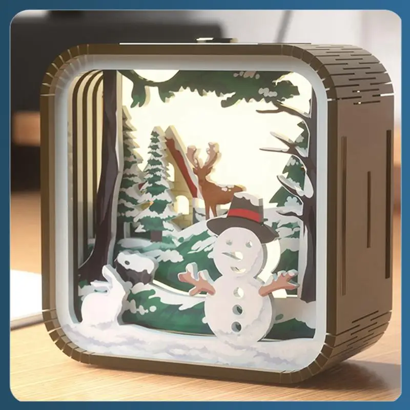 

AB02 Nightlight Gifts Hand Touch Cartoon DIY Wooden Stereo Atmosphere Lights Graduation Season Gifts
