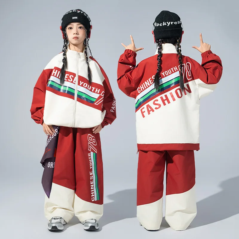 Street Dance เสื้อผ้าเด็ก hip-hop ระเบิด Street เสื้อผ้าเด็กชุดสีแดงโรงเรียนประถมศึกษากีฬาการประชุมเปิด c