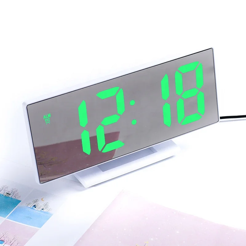 

Smart digital lamp with temperature display Large LCD screen Digital mirror alarm clock
