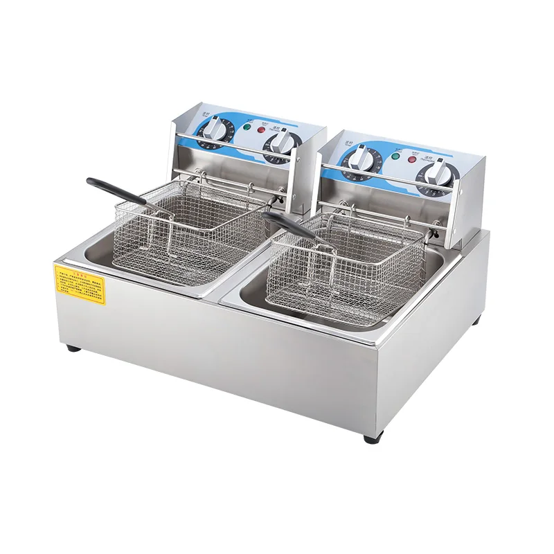 High - performance Large - capacity double - cylinder electric deep fryer for commercial French fries friteuses
