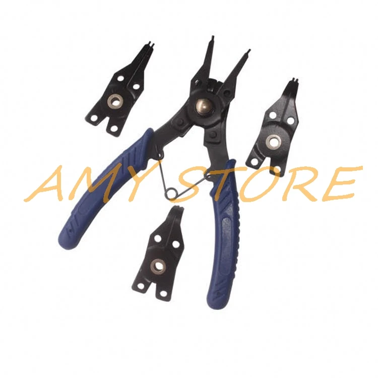 Spring 4 in 1 Snap Ring 45 90 180 degree Tip External Internal Bent Combination Retaining Clip Circlip Plier RemoverSet HandTool
