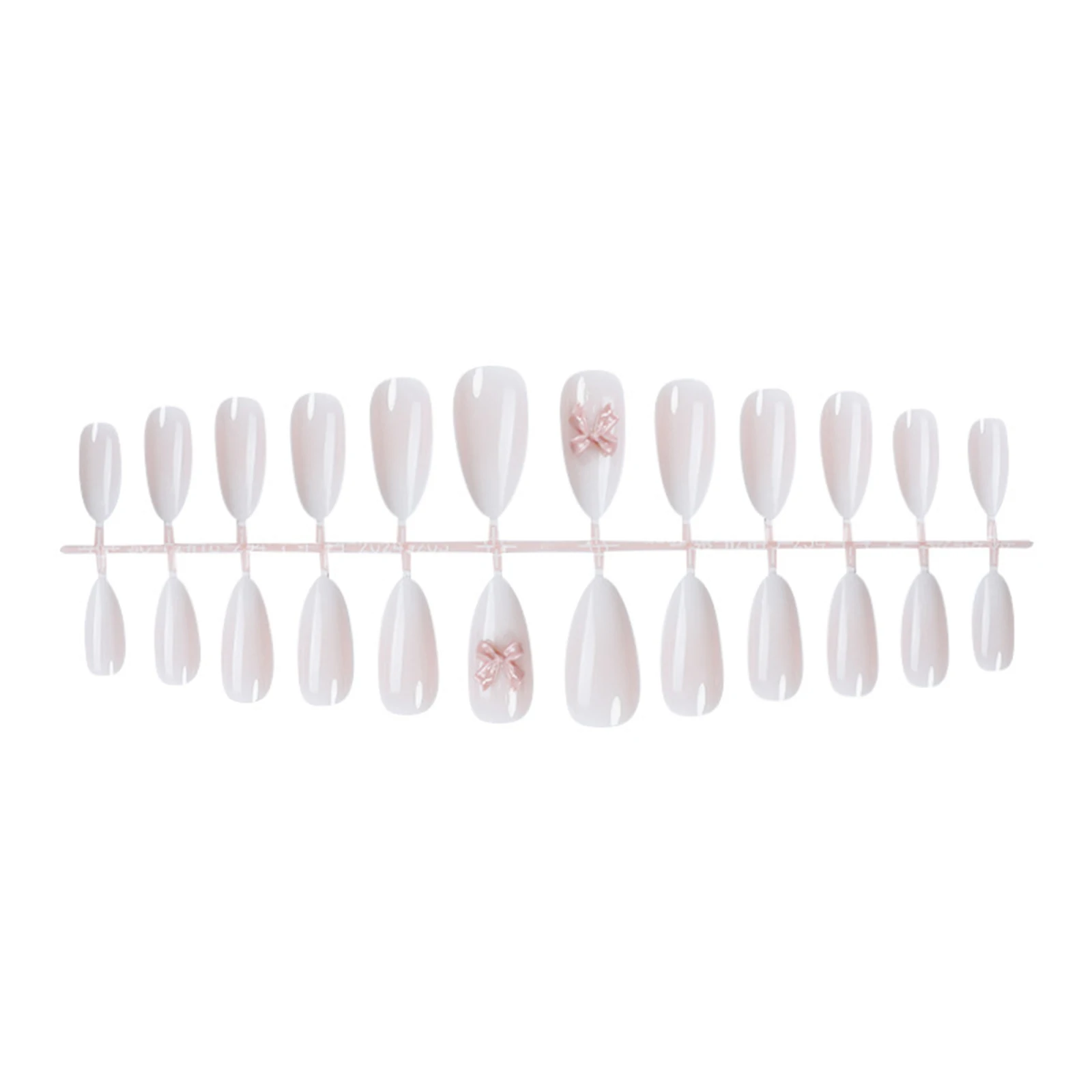 24 Stück französische Press-on-Nägel mit 3D-Schleife, künstliche Nägel, tragbare Nagelspitzen für Frauen, für den täglichen Gebrauch. – Detail 2