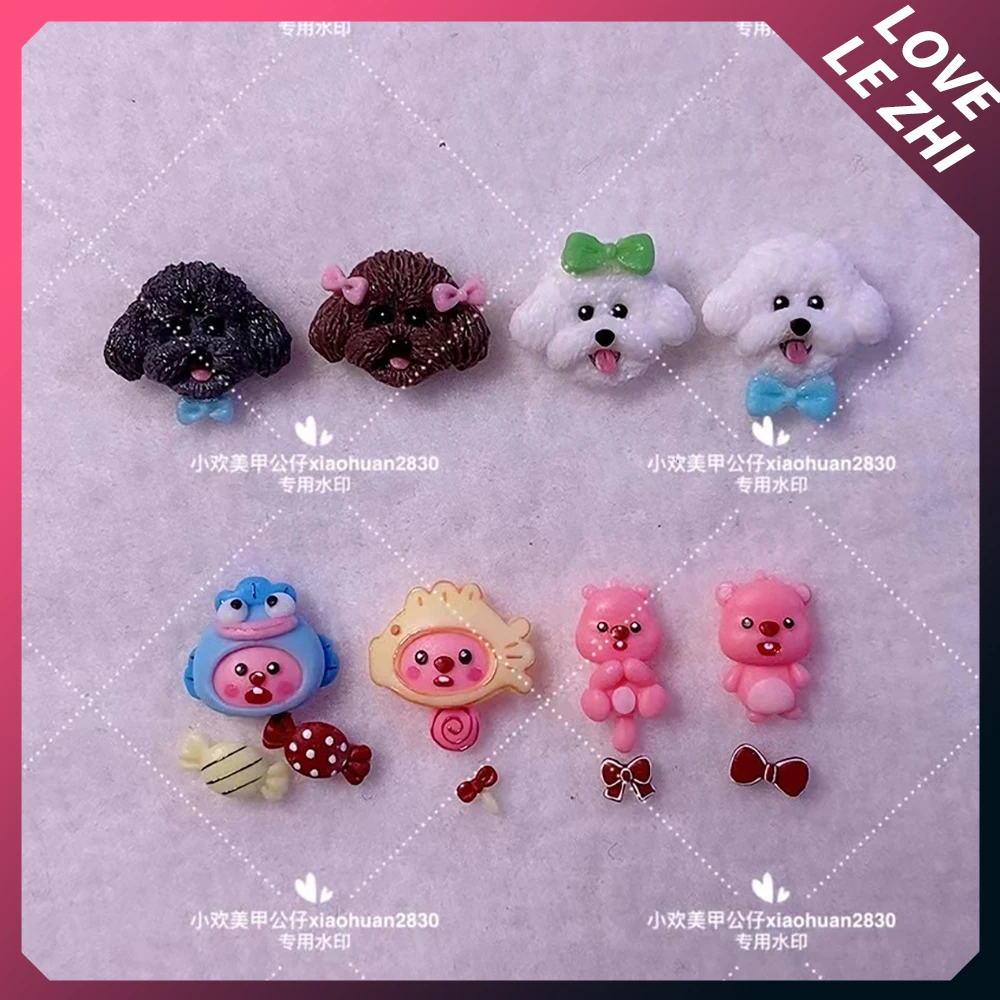 

Kawaii Miniso Loopy Teddy Dog 3D Diy Acrylic Nail Art Mold Doll Finished Product Cartoon Cute Bow Handwork Silicone Nails Mold