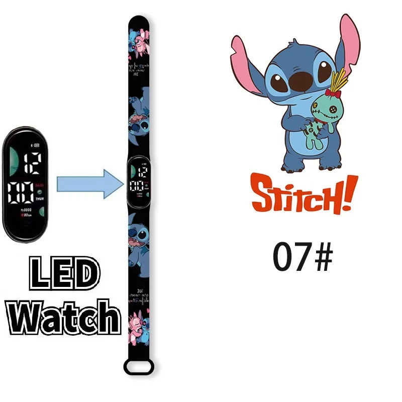 Disney Stitch Kinderhorloges Cartoon Anime Karakter Lichtgevende Armband Horloge Led Touch Waterdichte Sport Kids Geschenken Horloge