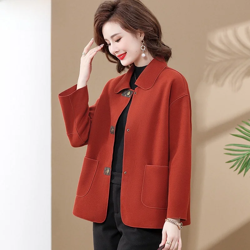 

Шерстяное пальто Sli для мам: модное весенне-осеннее пальто для женщин среднего и старшего возраста, элегантный кардиган без застежек