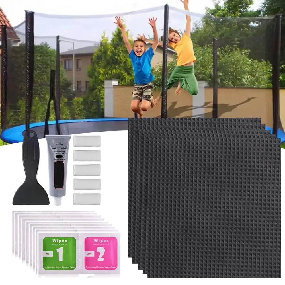 Trampoline Repair Supplies Trampoline Repair Kit with Square Patch Waterproof Self-adhesive Patch Set with Scraper Glue for Tear