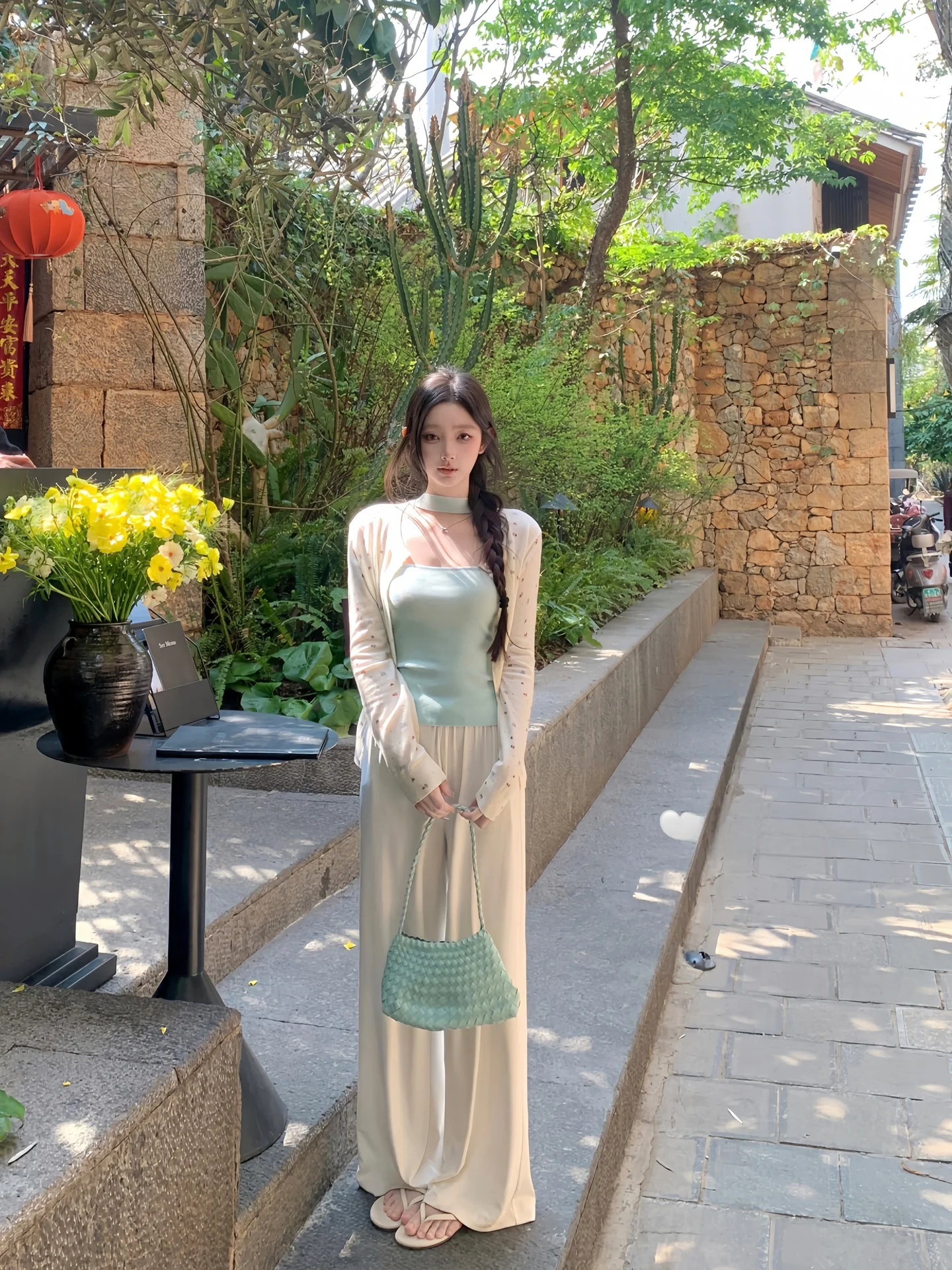 

High Waist Straight Leg Casual Pants Women's Spring Korean Style Loose Lazy Walking Long Trousers Pure Color Elastic Waist