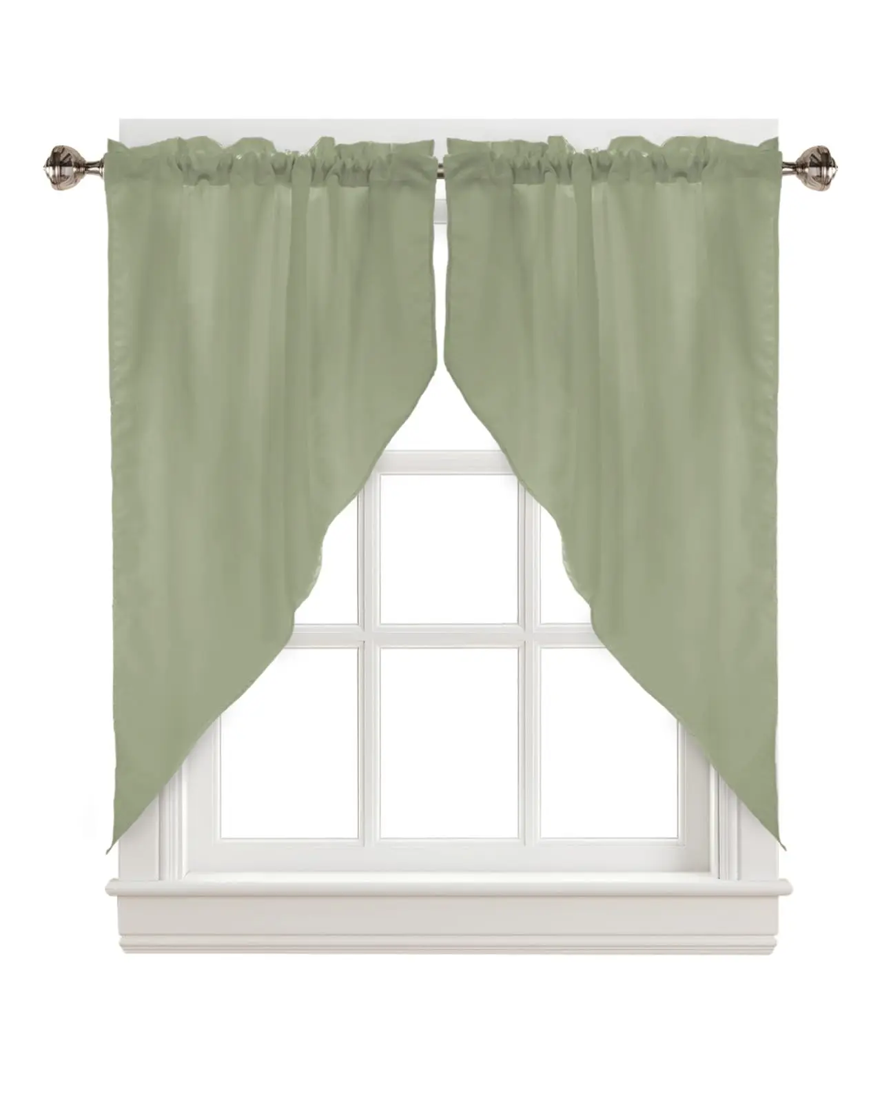 

Green Swag Valances for Windows, Pure Sage Green Window Treatment Curtains for Living Room/Bedroom Curtains 2 Panel