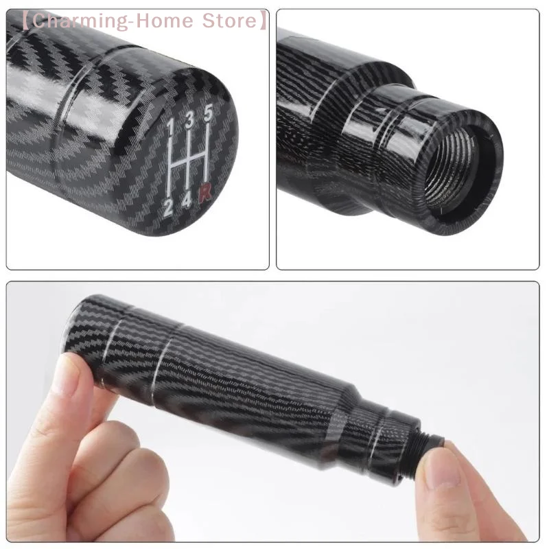 【M】Carbon Black 5 SPEED Universal 90MM 130MM Gear Shift Knob Manual Transmission Aluminum Shifter Lever Knob