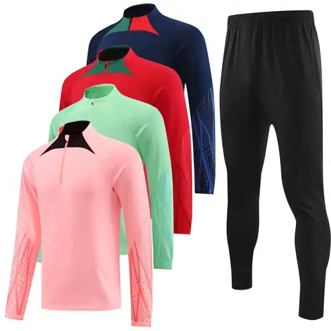 23-24 New Season Men Children Football Jersey Training Tracksuit Autumn Winter 2 Piece Long Sleeve Jacket Pants Soccer Uniform