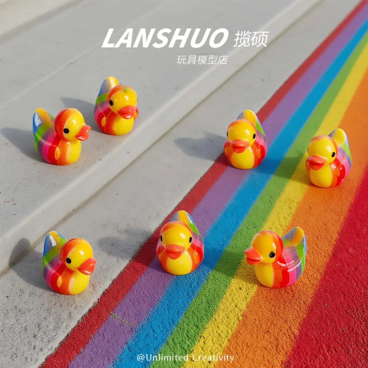 DW76 10pcs Resin Colorful Ducks Tiny Ducks Potted Miniature Decoration Garden DIY Party Bead Accessories Make Trend Material