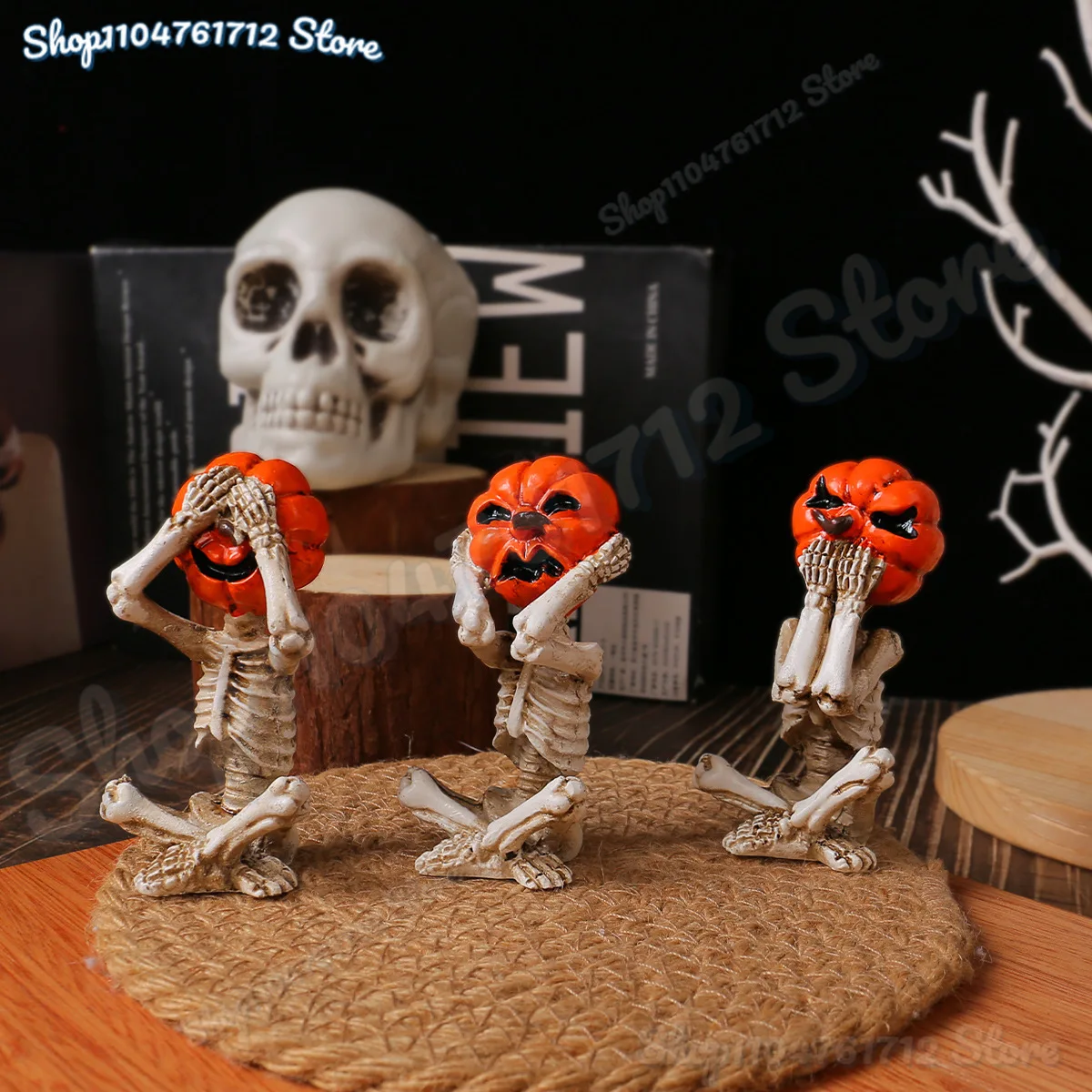 

New Halloween Pumpkin Head Skull Doll Decoration Home Halloween Horror Doll Decoration Suitable for Party Decoration