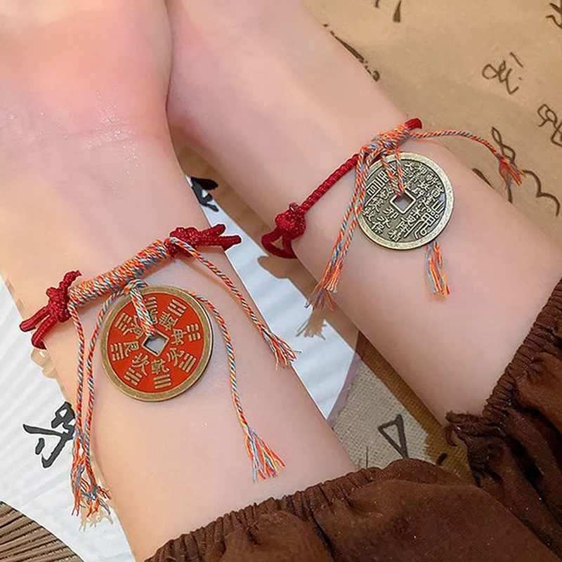 New Chinese Tibetan Style National Style Hand Rope Mountain Ghost Spending Red Rope Hand-woven Copper Bracelet For Men And Women image 6