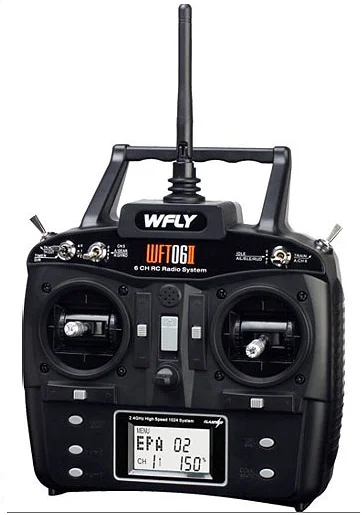 WFLY WFT06 II 6-Channel 2.4G Transmitter and WFR06S Receiver Large LCD display DSSS +Hopping technology, high anti-interference