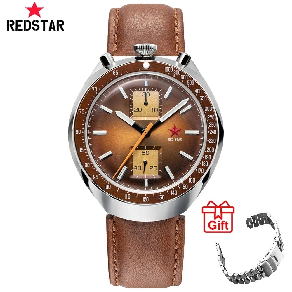 RED STAR 1963 Chronogaph 42mm Men Super Luminous Mechanical Man Watch 21 Zuan Clock Pilot Wristwatches Original ST1901 Movement