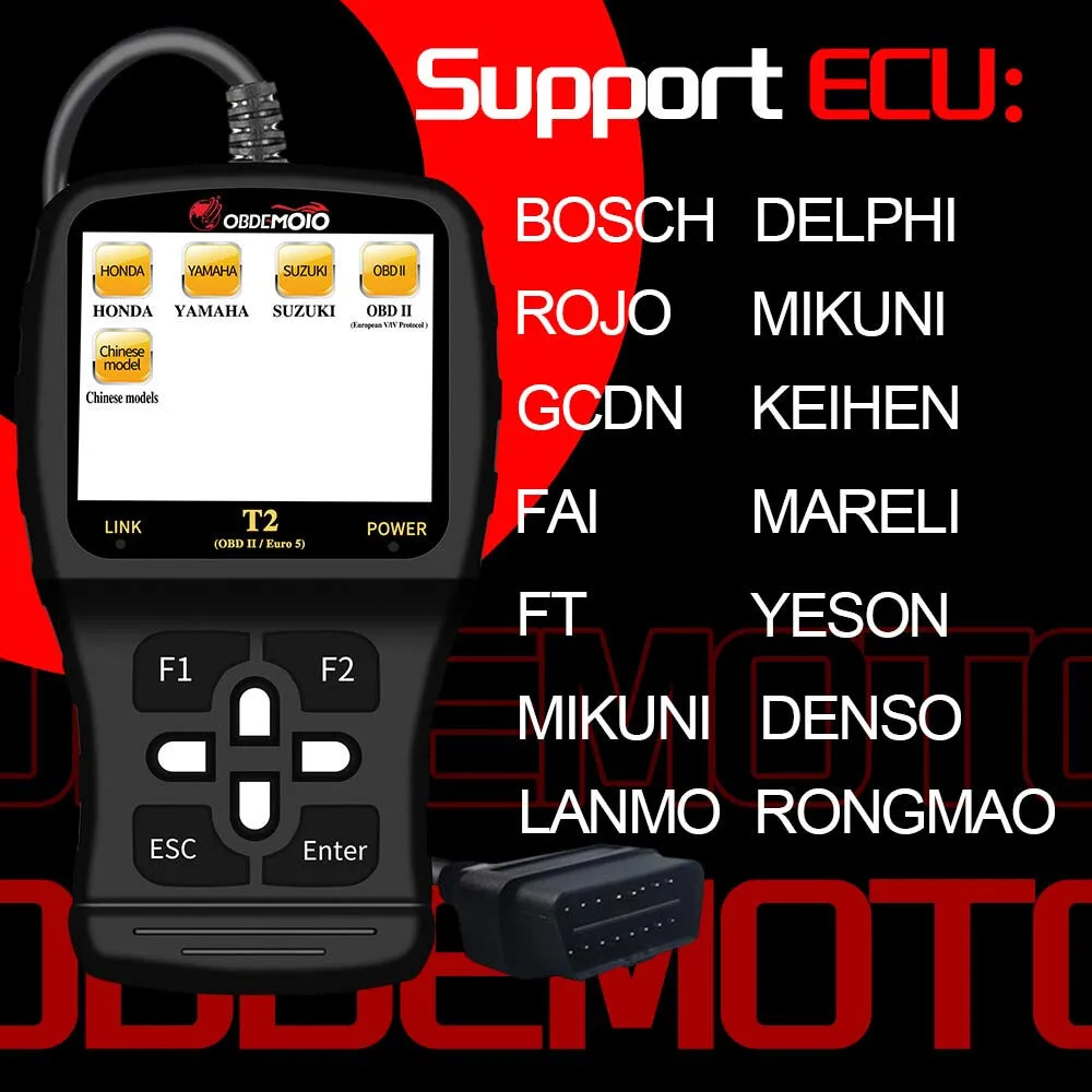 MST T2 Motorcycle Code Reader OBD2 New 2026 Stable Performance Scanning Tool for HONDA/SUZUKI/YAMAHA/KAWASAKI/HARLEY/INDIAN