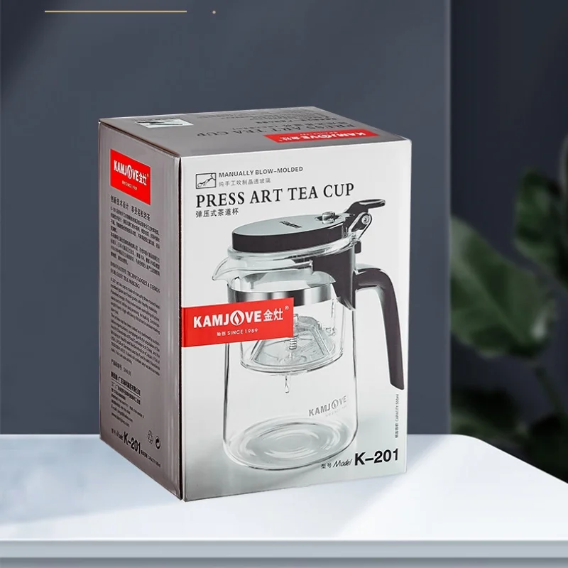 

KAMJOVE Heated Resistant Glass Tea Pot One-button Filtering Tea Separation Kettle Teapot With Infuser 400-900ml Coffee Tea Cup