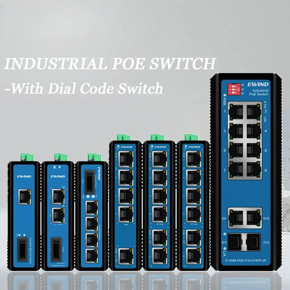 

2026 НОВЫЙ промышленный коммутатор POE, 10 портов, гигабитный Uplink, управляемый сетевой коммутатор Ethernet IP40, сетевой коммутатор для наружного промышленного применения