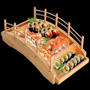 Japonês de madeira cozinha sushi ponte barcos pinho criativo sushi sashimi placa prato sushi utensílios de mesa decoração ornamento 8 principais vendas barco de sushi madeira - №6
