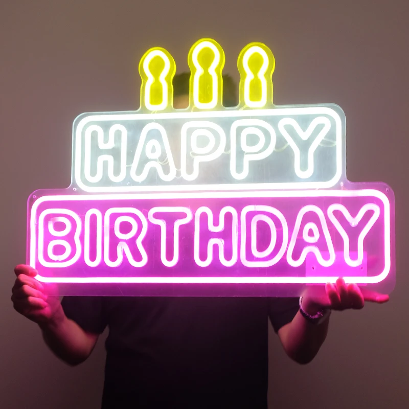 

Happy Birthday Neon Light Signage Nightclub Charging Demonstration Equipment