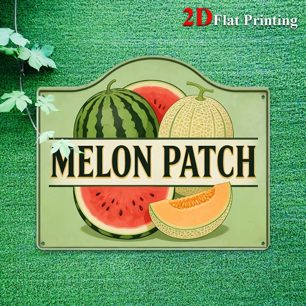 2D Flat, 1pc Vintage Melon Patch Sign Wall Decor - Watermelon & Cantaloupe Fruit Art Suitable For Farmhouse Kitchen