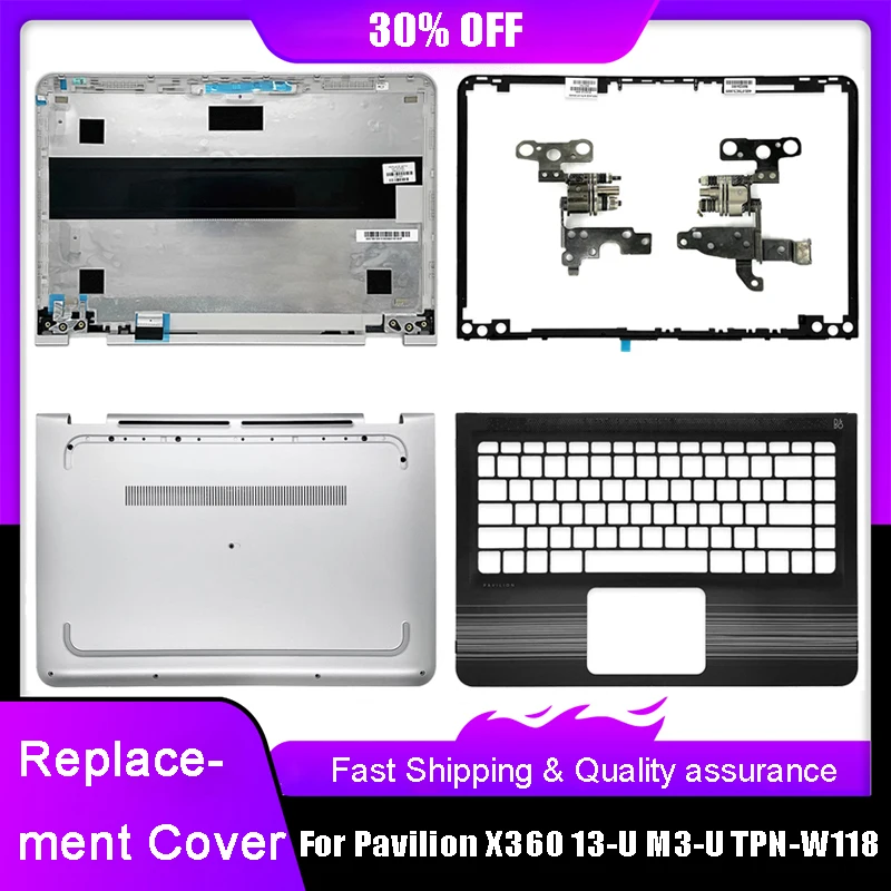 New Laptop LCD Back Cover For HP Pavilion X360 13-U M3-U TPN-W118 Front Bezel Palmrest Upper Bottom Case Hinges Rear Lid Silver