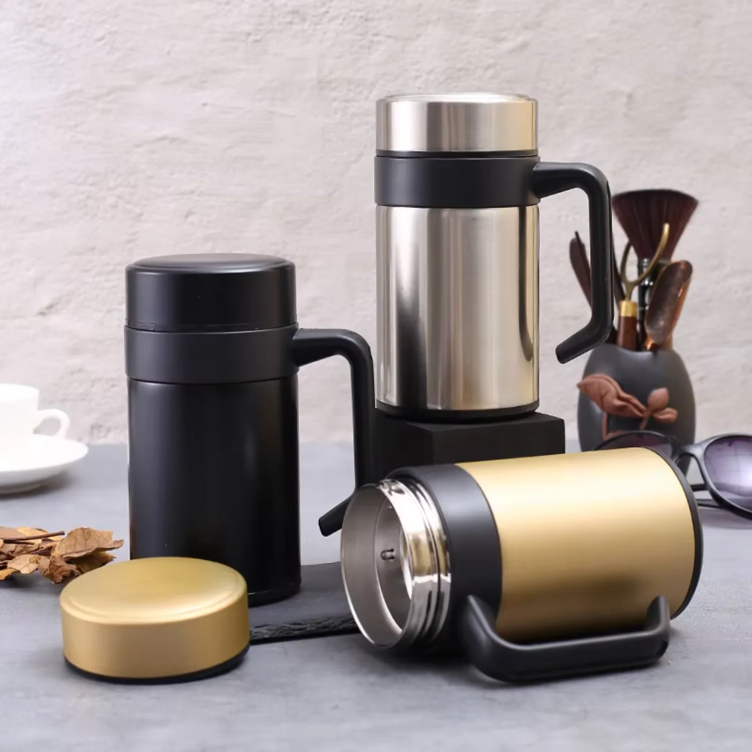 Stainless  400ml Vacuum Thermo  Mug Thermal Office Mug For Outdoor Coffee  With Handle Takoyaki pan Mini cake pan Reposteria