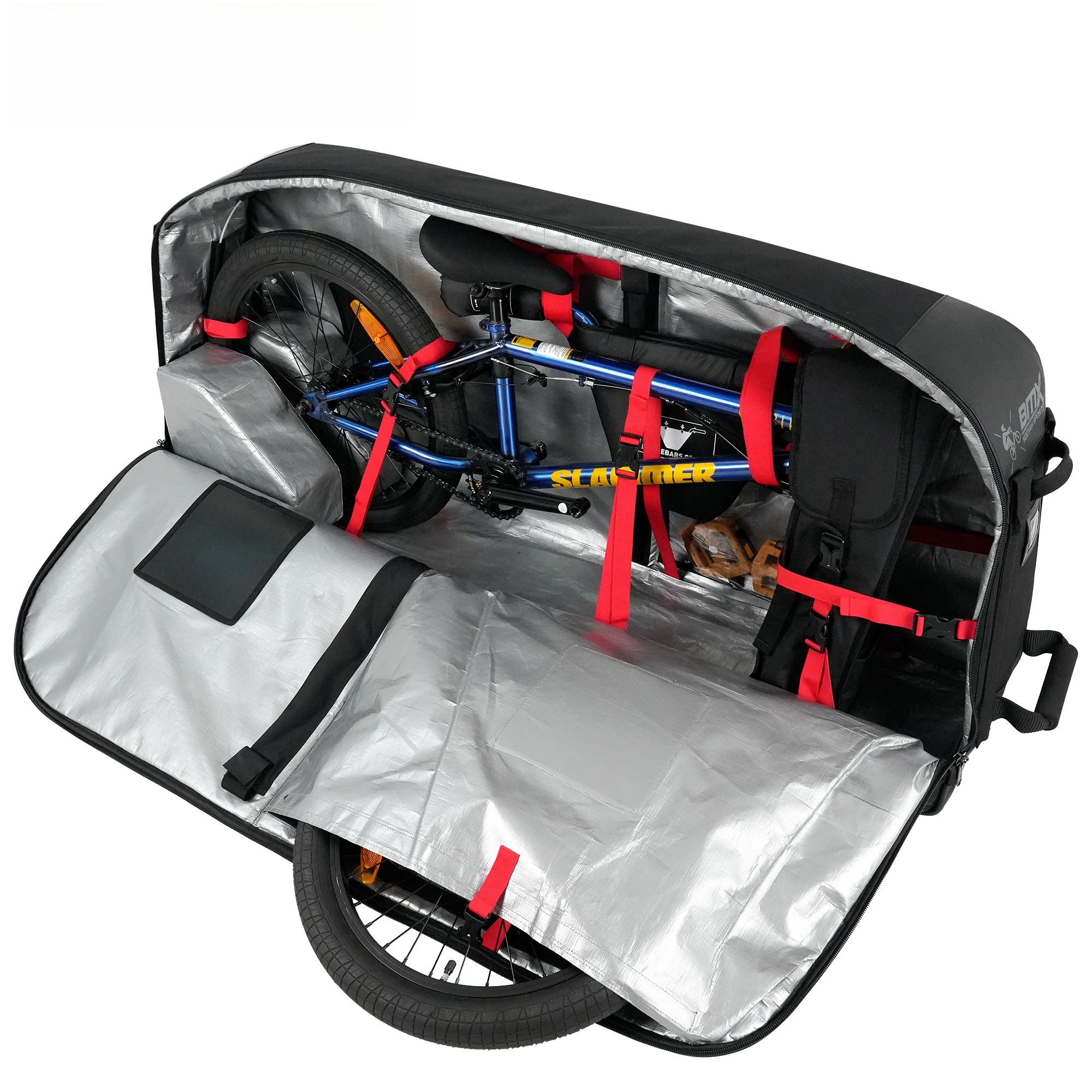 Bike Travel Bag for BMX Professional Bicycle Motocross Transport Case 20 Inch Disassembly-Free Rear Wheel 900D Bike Bag
