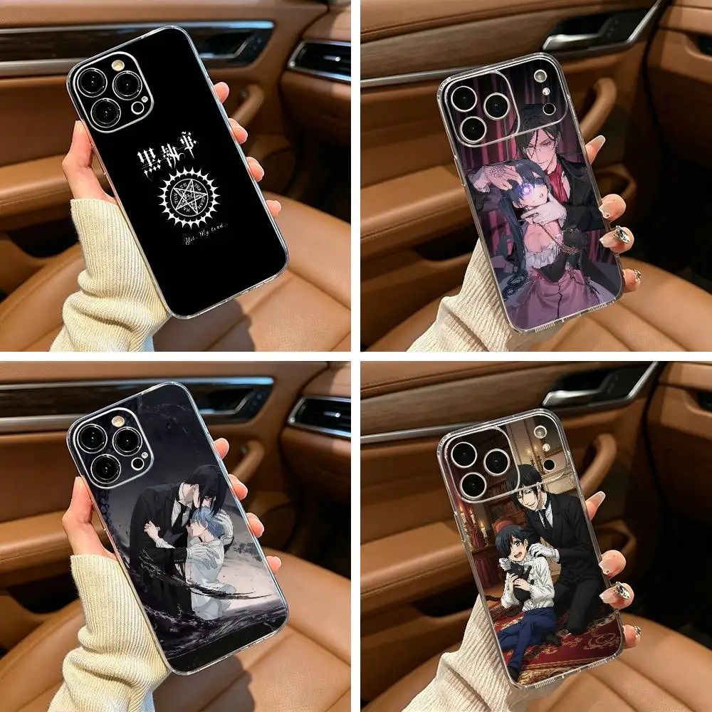 

Anime-B-Black -B-Butler Phone Case For iPhone17,16,15,14,13,12,11 ,Pro Max, Plus Soft Silicone Transparent Cover