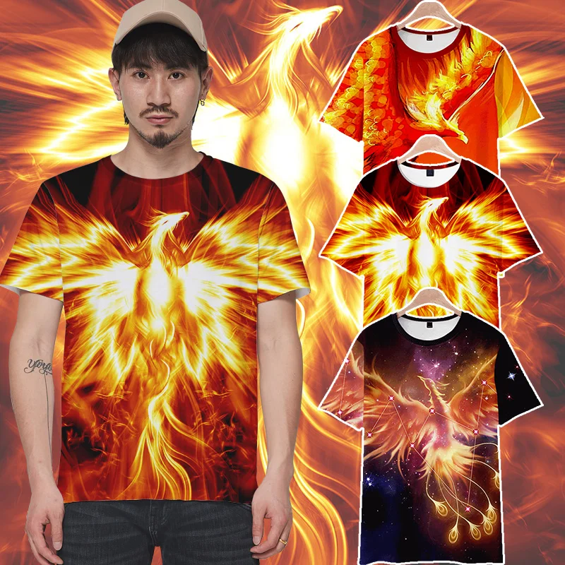 

INS Phoenix Nirvana T-shirt Starry Phoenix Wings Short Sleeve Couple Leisure Summer Vintage Harajuku Fashion Sign